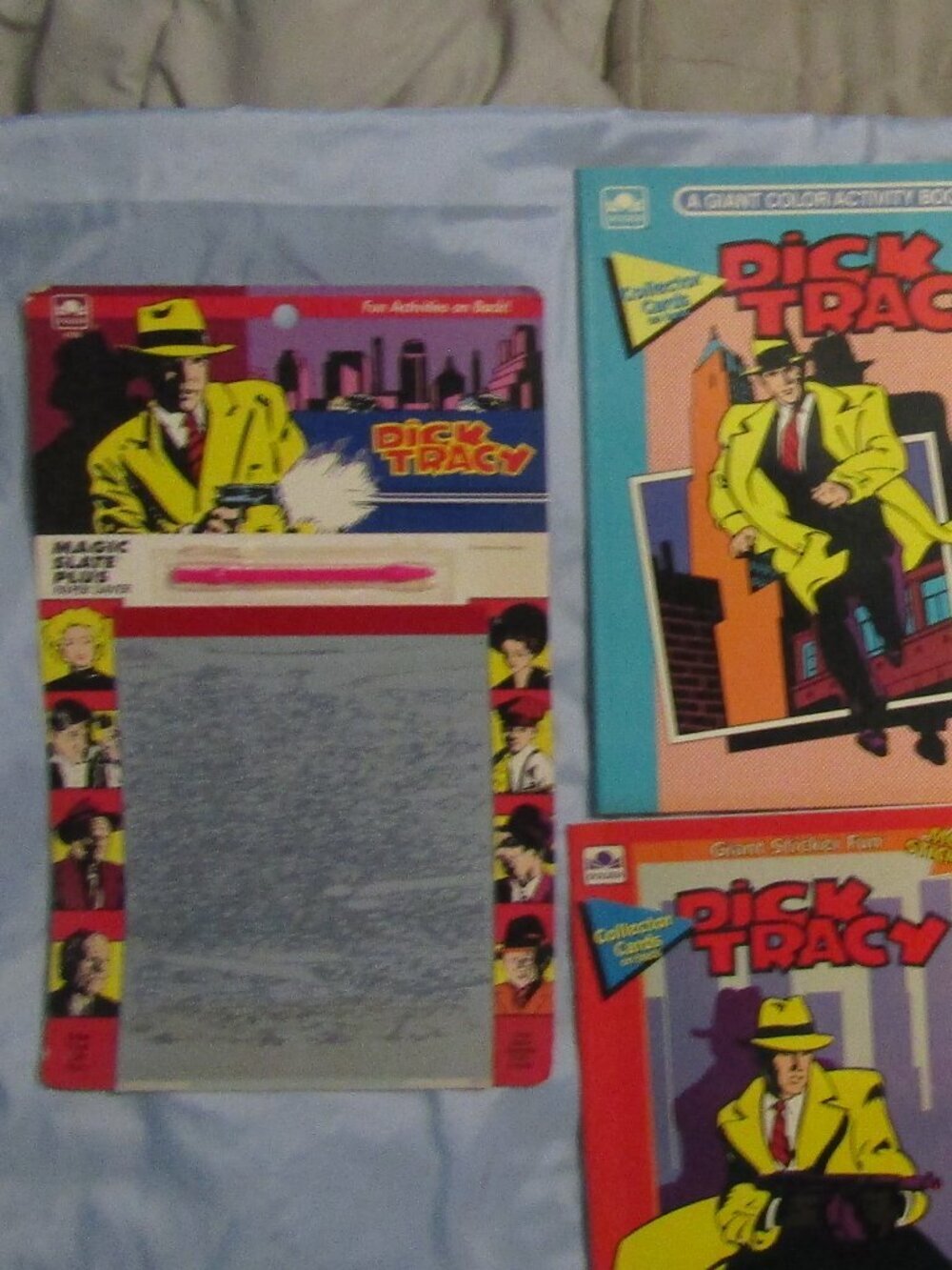 Lot 5 Vint DETECTIVE DICK TRACEY Unused COLORING BOOKS MAGIC SLATE +CUTOUT CARDS